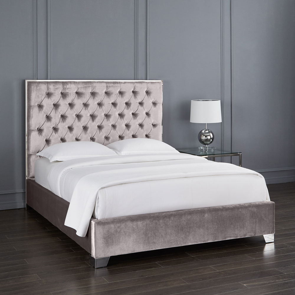 Kroma Bed: Grey Velvet